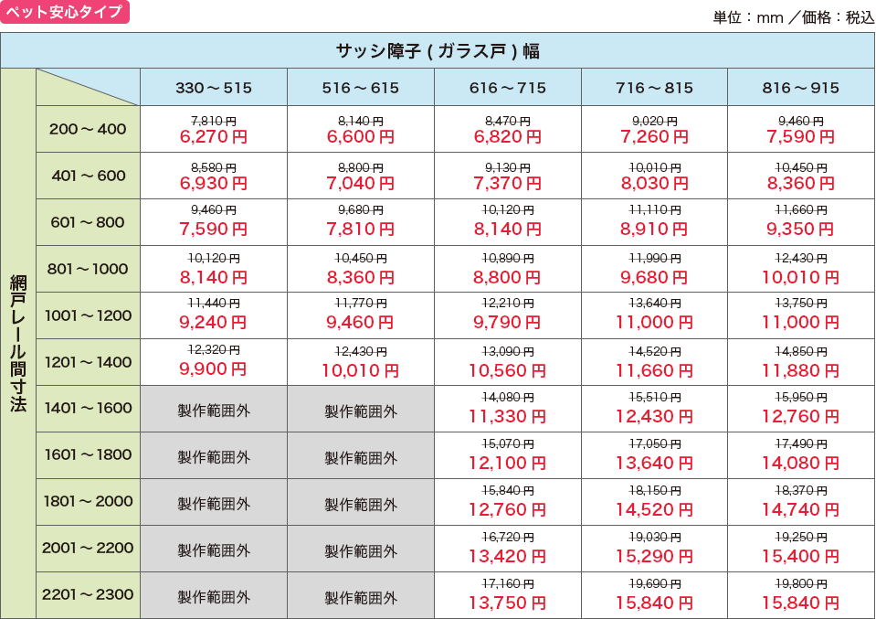ペット安心タイプ 価格